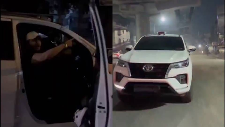 Dangerous stunt by opening the door of a moving car in Rajouri Garden area