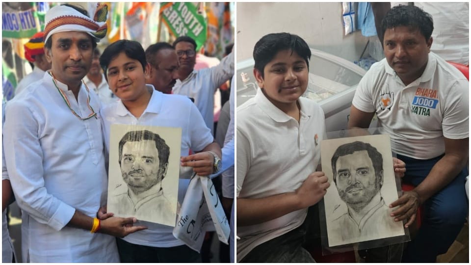 15 year old fan of Rahul Gandhi made his painting in Ujjain