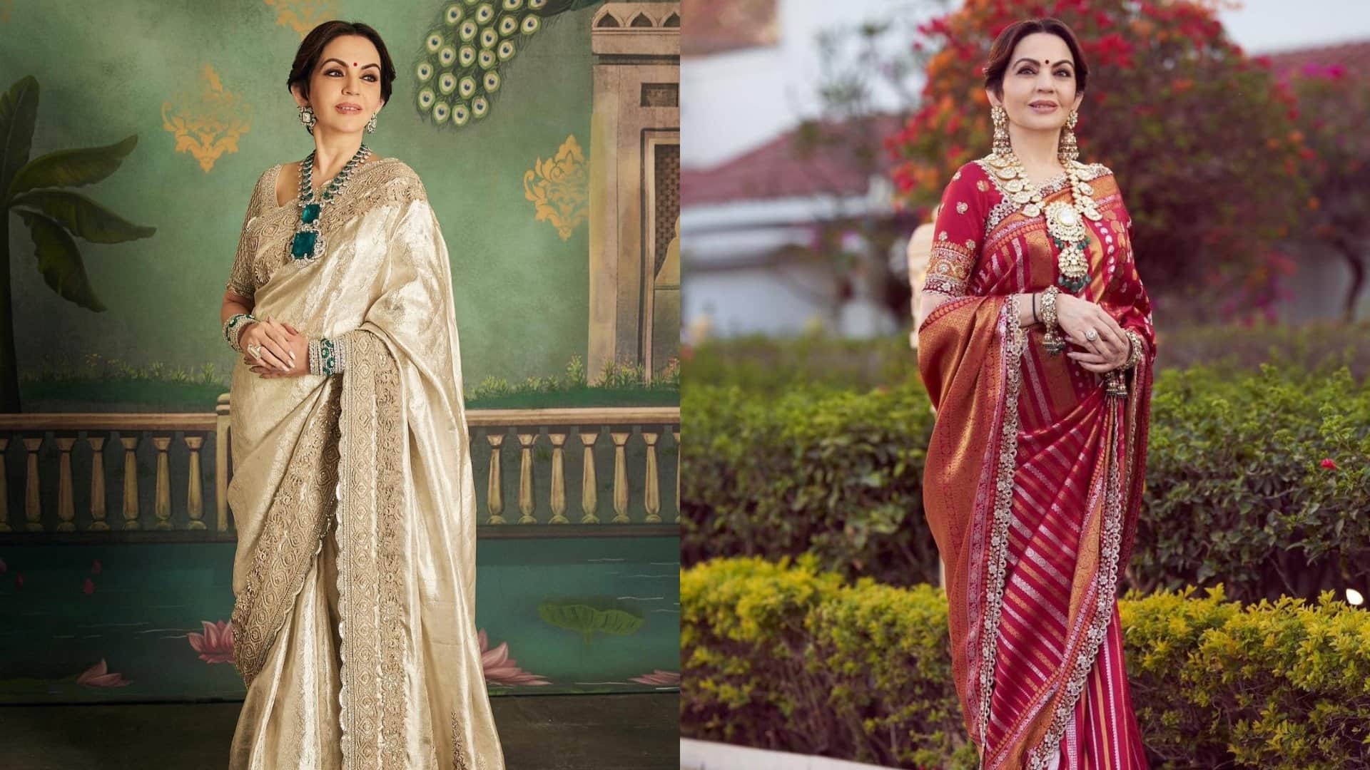 Nita Ambani in kanchipuram saree after Anant Radhika pre wedding in Jamnagar