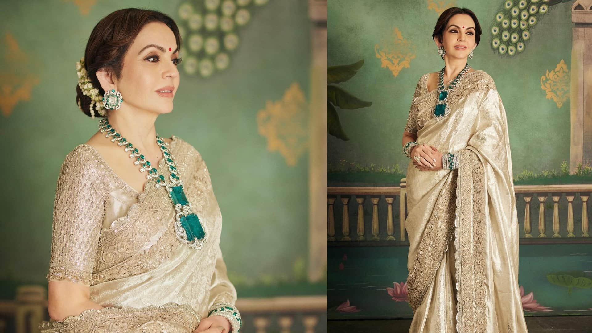 Nita Ambani in kanchipuram saree after Anant Radhika pre wedding in Jamnagar