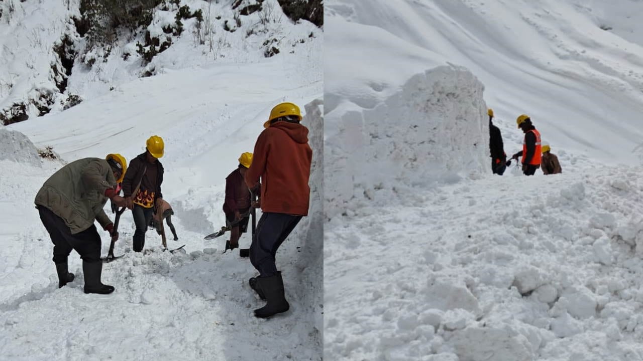 Kedarnath walking route Snow removal work started danger of avalanche three to five feet of snow accumulated