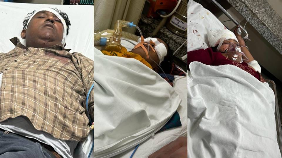 Car went out of control and rammed into a truck while napping in Khurja four killed three injured