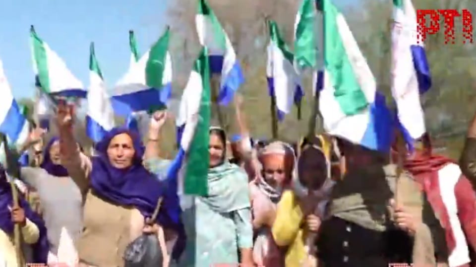 Group of women leads demonstration against central government at Shambhu border