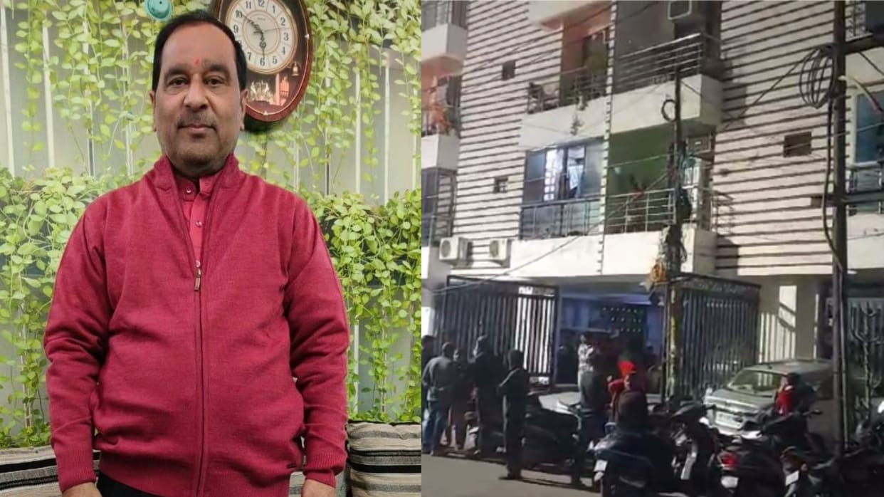 A man commits suicide in diamond plaza in Lucknow.