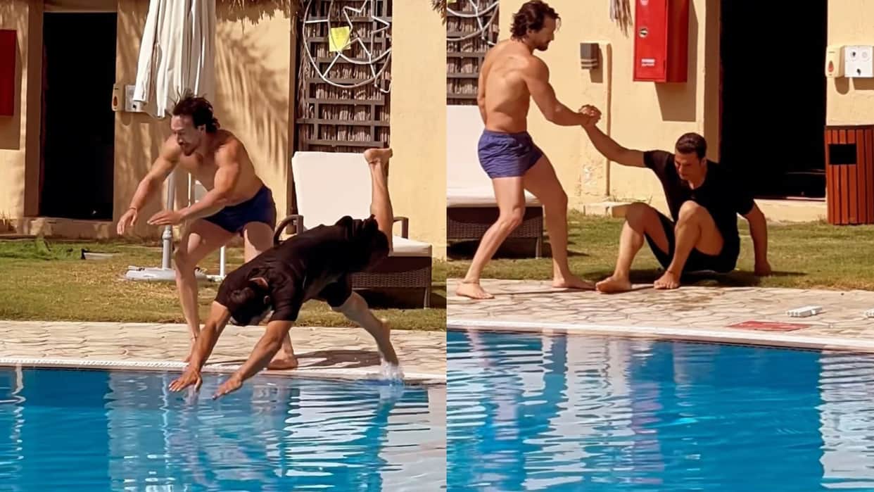 Bade Miyan Chote Miyan actor tiger shroff cheating with akshay kumar in swimming race share hilarious video
