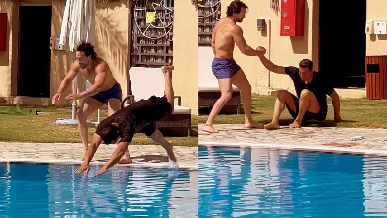 Bade Miyan Chote Miyan actor tiger shroff cheating with akshay kumar in swimming race share hilarious video