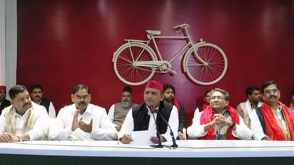 SP chief Akhilesh Yadav addressed media in Lucknow.