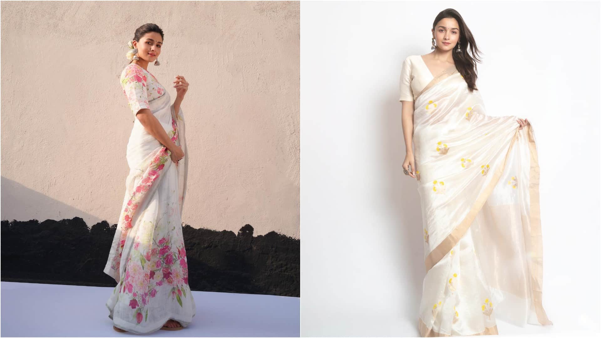 Fashion Tips To Drape Simple White Printed Saree Like Actress Stylish Look