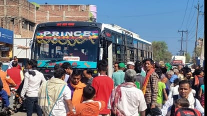 Jamui Road Accident Elderly woman dies after being crushed by bus