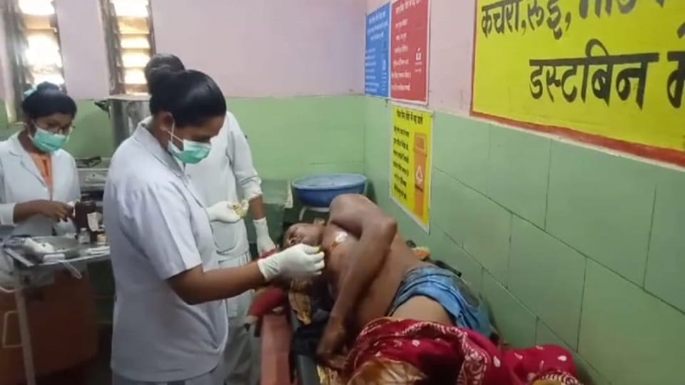 Sagun Singh got injured while going to the forest to pluck leaves in Rajnandgaon