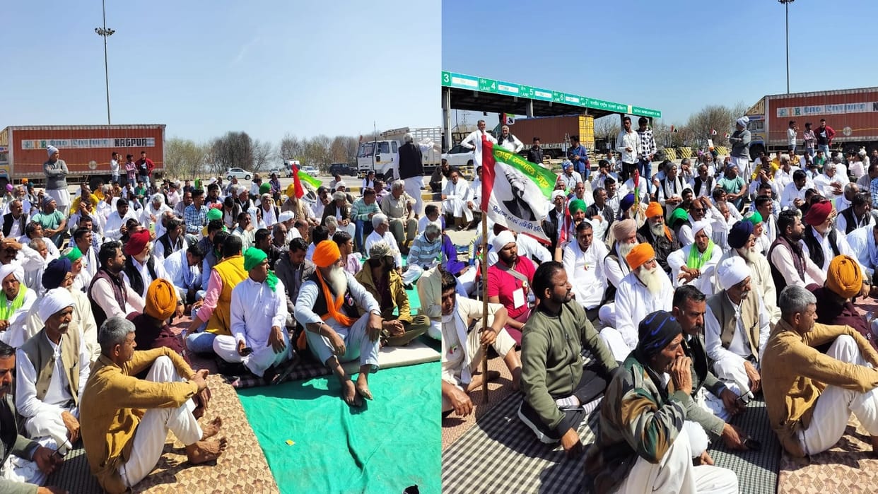 Farmers stage concrete front at Landhari toll in Hisar, Agitator adamant on marching to Delhi