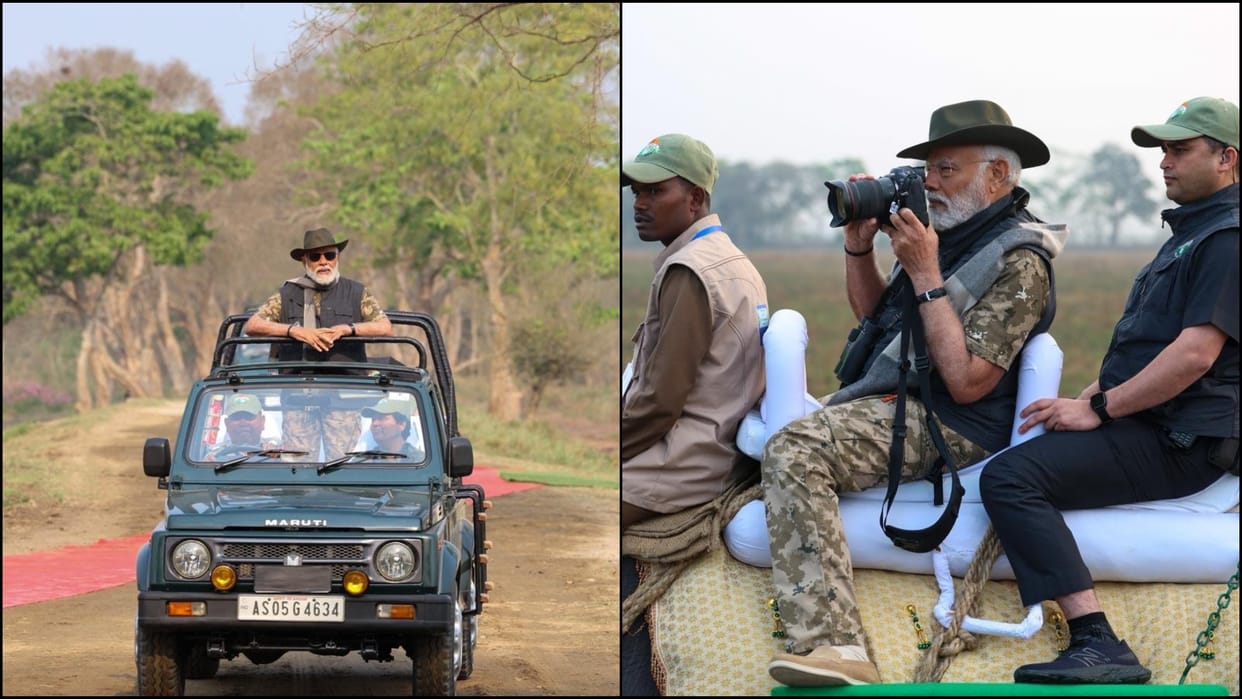 PM Modi in Assam and Arunachal Pradesh: PM Modi Takes Elephant Safari in Kaziranga National Park