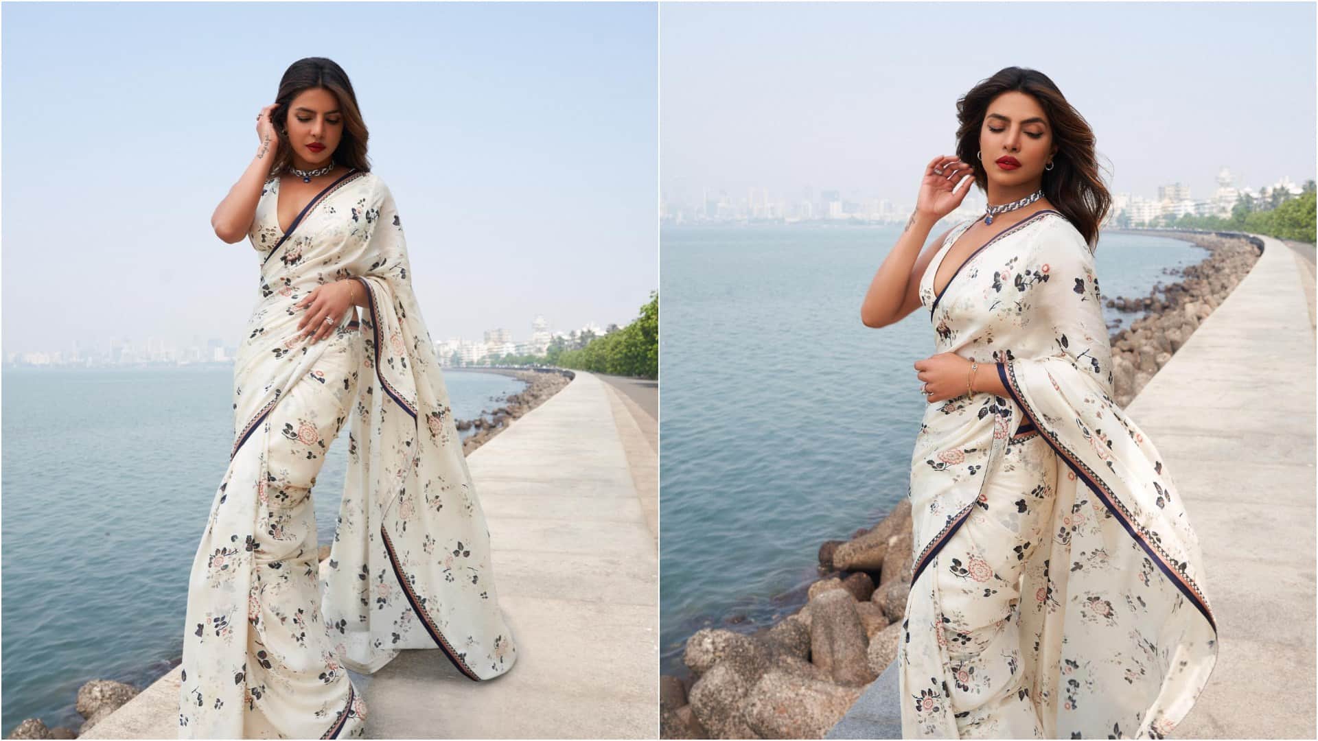 Fashion Tips To Drape Simple White Printed Saree Like Actress Stylish Look