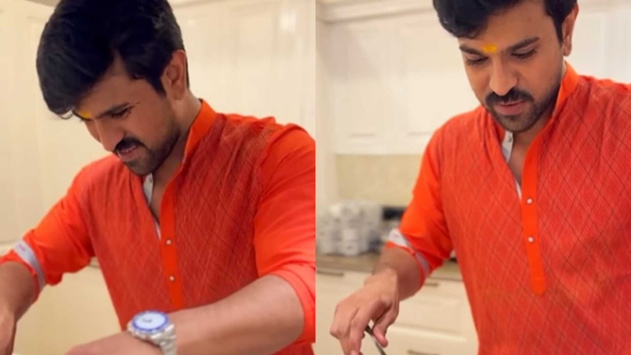 Ram Charan Cooking Video Viral On Social Media Game Changer Actor cook for mother wife upasna share glimpse