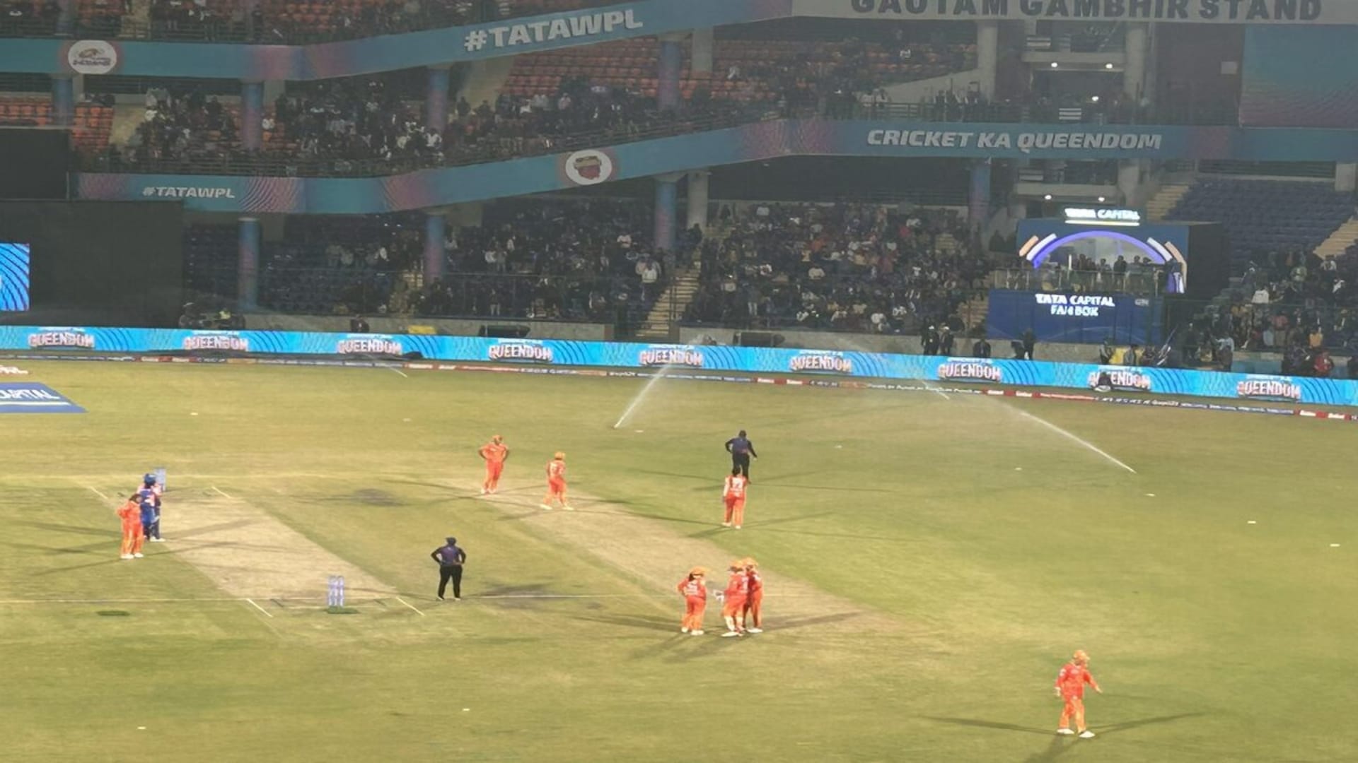 MI vs GG WPL 2024 Water Sprinkler Stops Mumbai Indians vs Gujarat Giants Match at Arun Jaitley Stadium