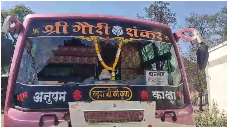 In Damoh when brothers did not give way they vandalized bus and beat up driver