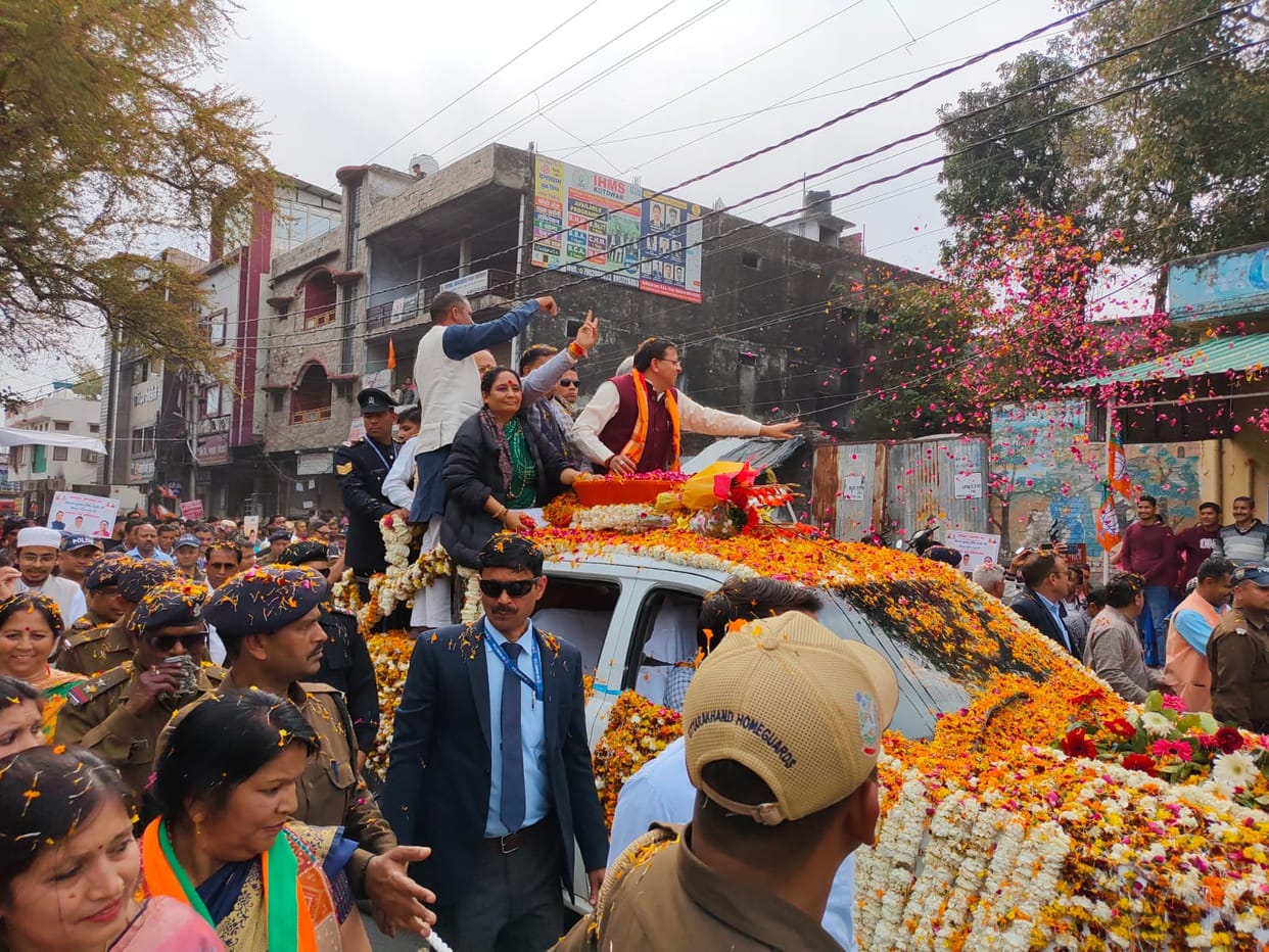 Uttarakhand News CM Pushkar singh dhami Road Show in Kotdwar and public meeting