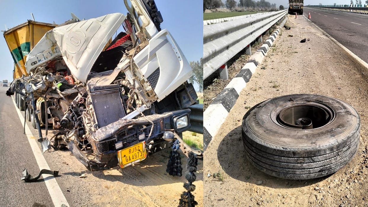 Accident on National Highway 152D in Rohtak, trolley coming from behind hit vehicle parked on roadside