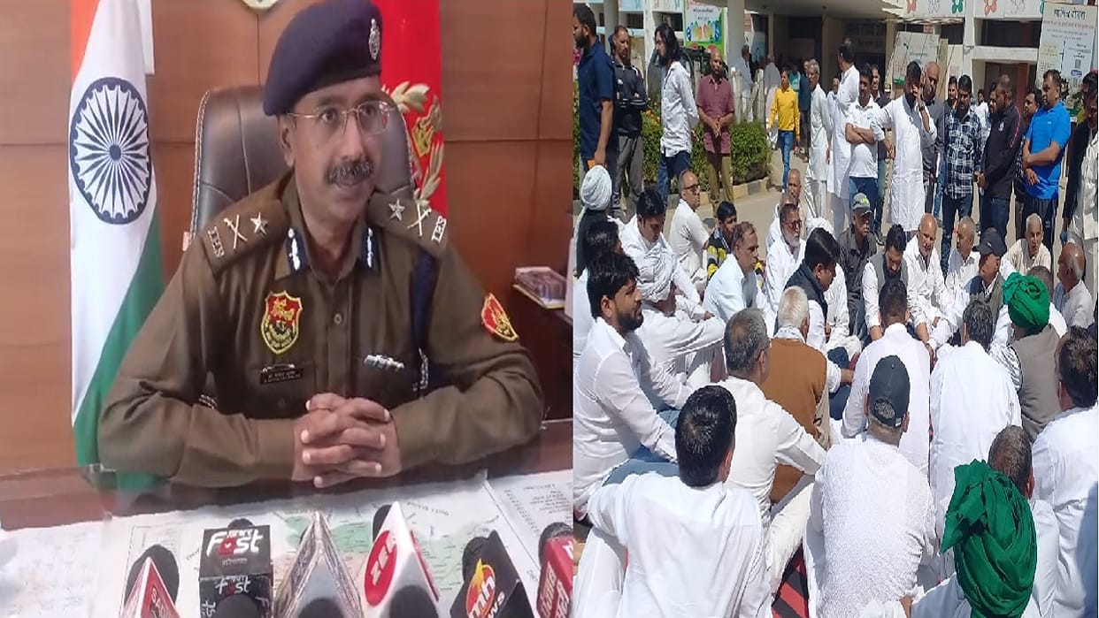 Jhajjar Police Commissioner joined, Nafe Singh Rathee family, villagers stage protest outside Mini Secretariat