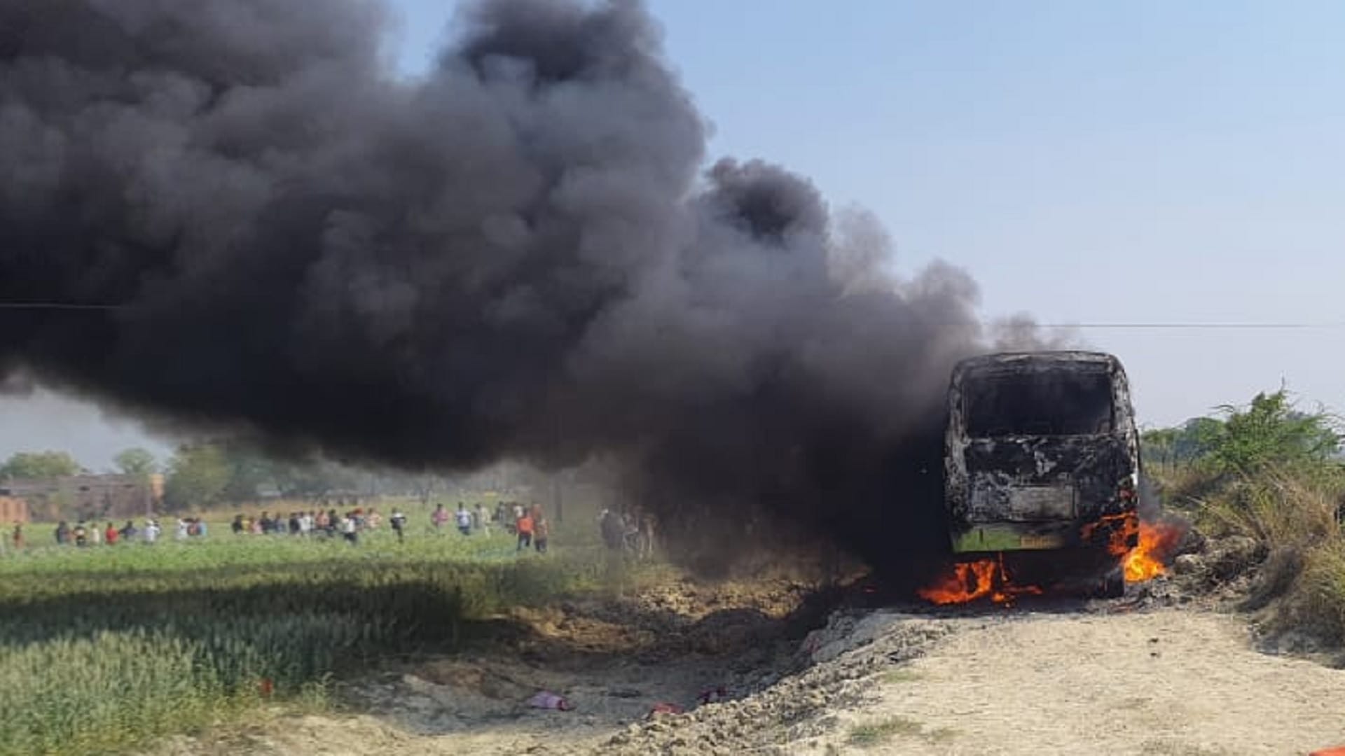 Ghazipur bus fire People kept shouting to save bus kept burning see photos