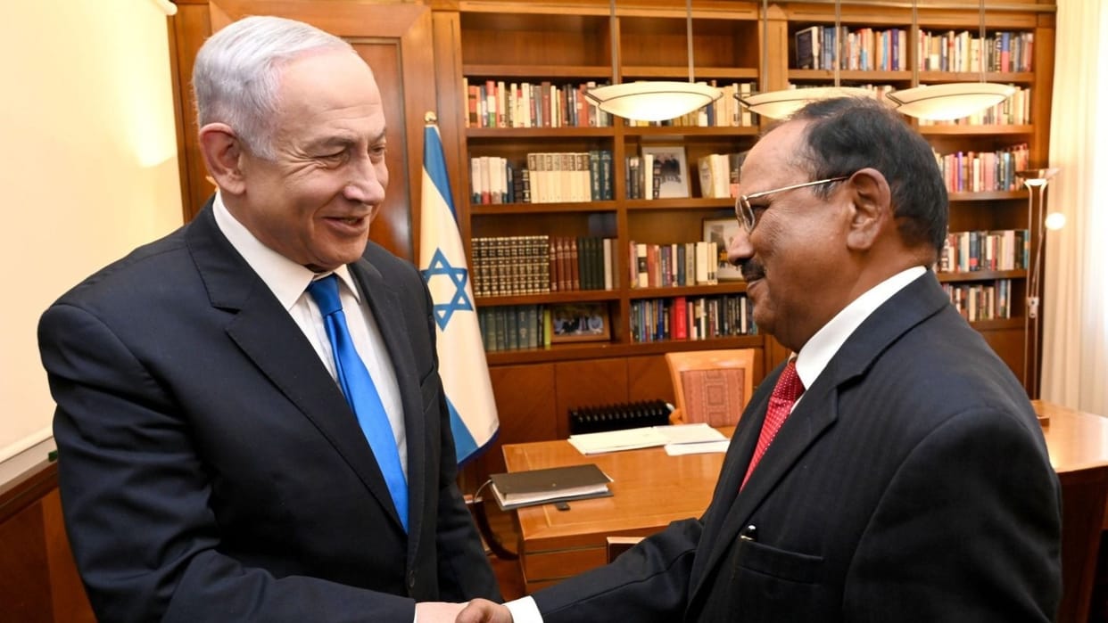 Indian NSA Ajit Doval met Israel PM Benjamin Netanyahu discussed over release of hostages and humanitarian aid