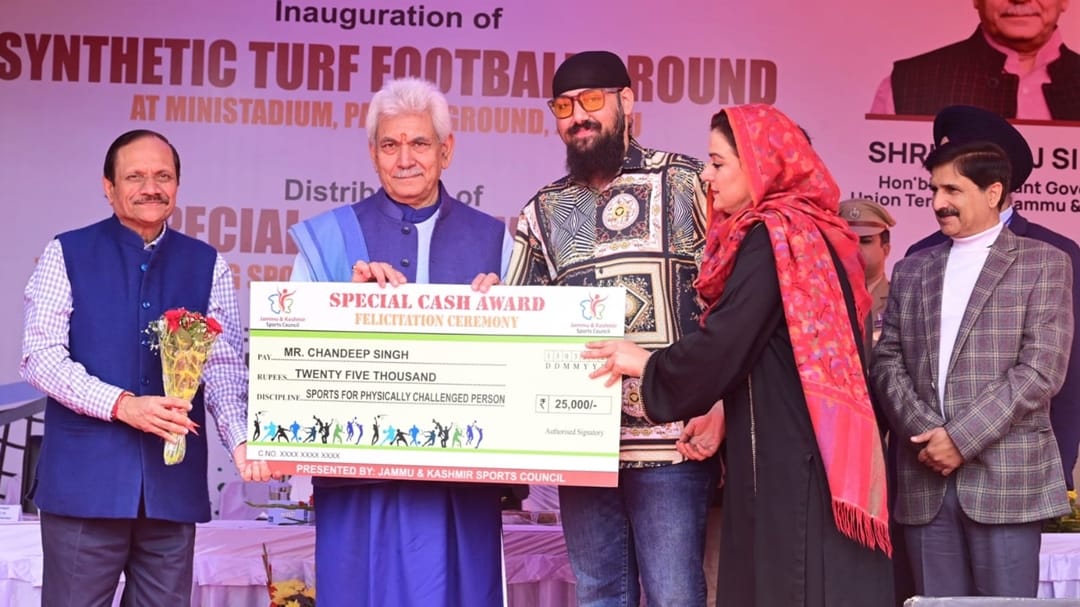 LG inaugurates Synthetic Football Turf at Parade Ground lays foundation stone of Synthetic Hockey Field