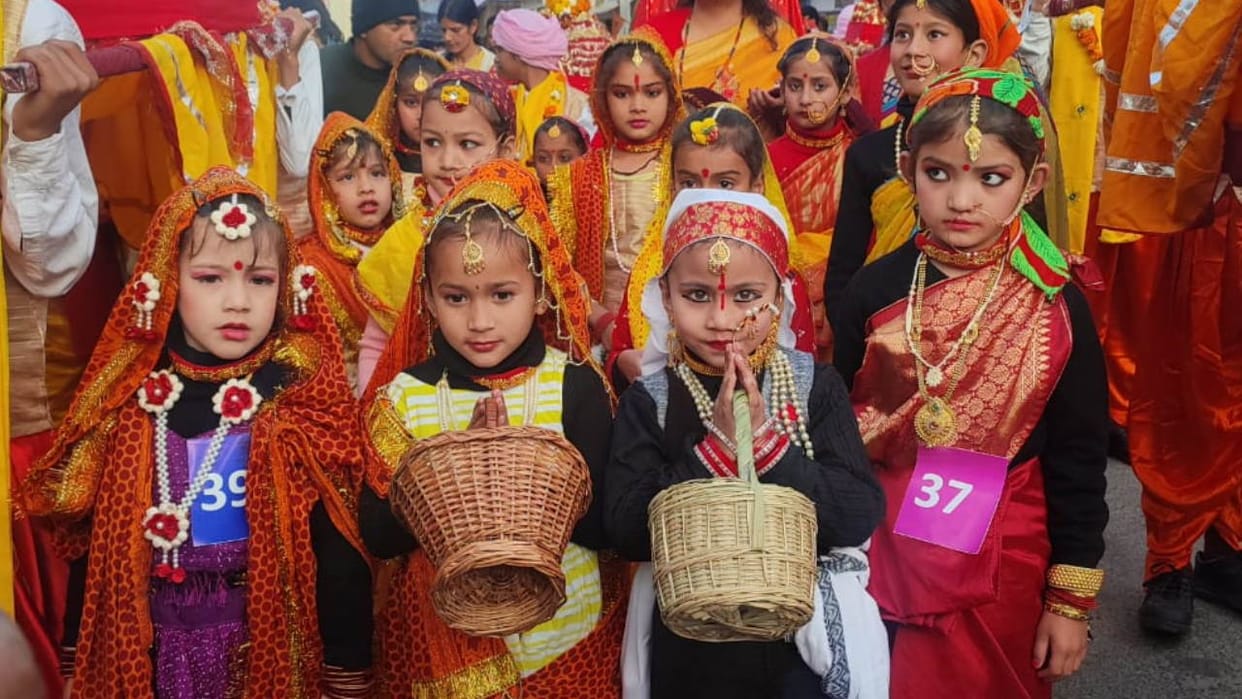 Phooldei festival Uttarakhand children put flowers in thresholds folk festival celebrated in CM residence