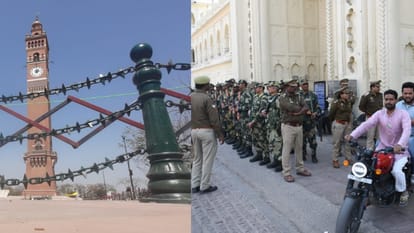 शहर के संवेदनशील स्थानों पर तैनात पुलिसकर्मी।