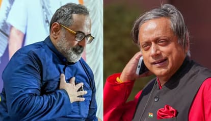 shashi tharoor accuse bjp government not fullfill aiims promise kerala thiruvananthapuram rajeev chandrasekhar