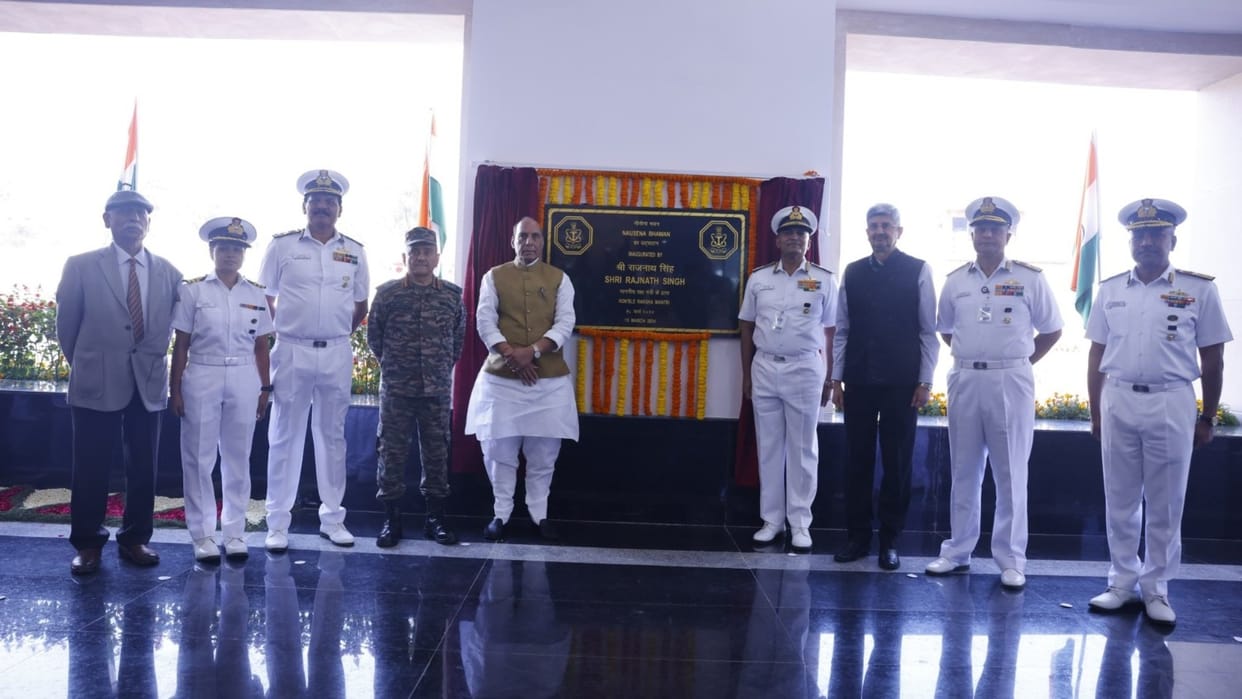 Nausena Bhawan Rajnath inaugurates India Navy first independent headquarters Delhi