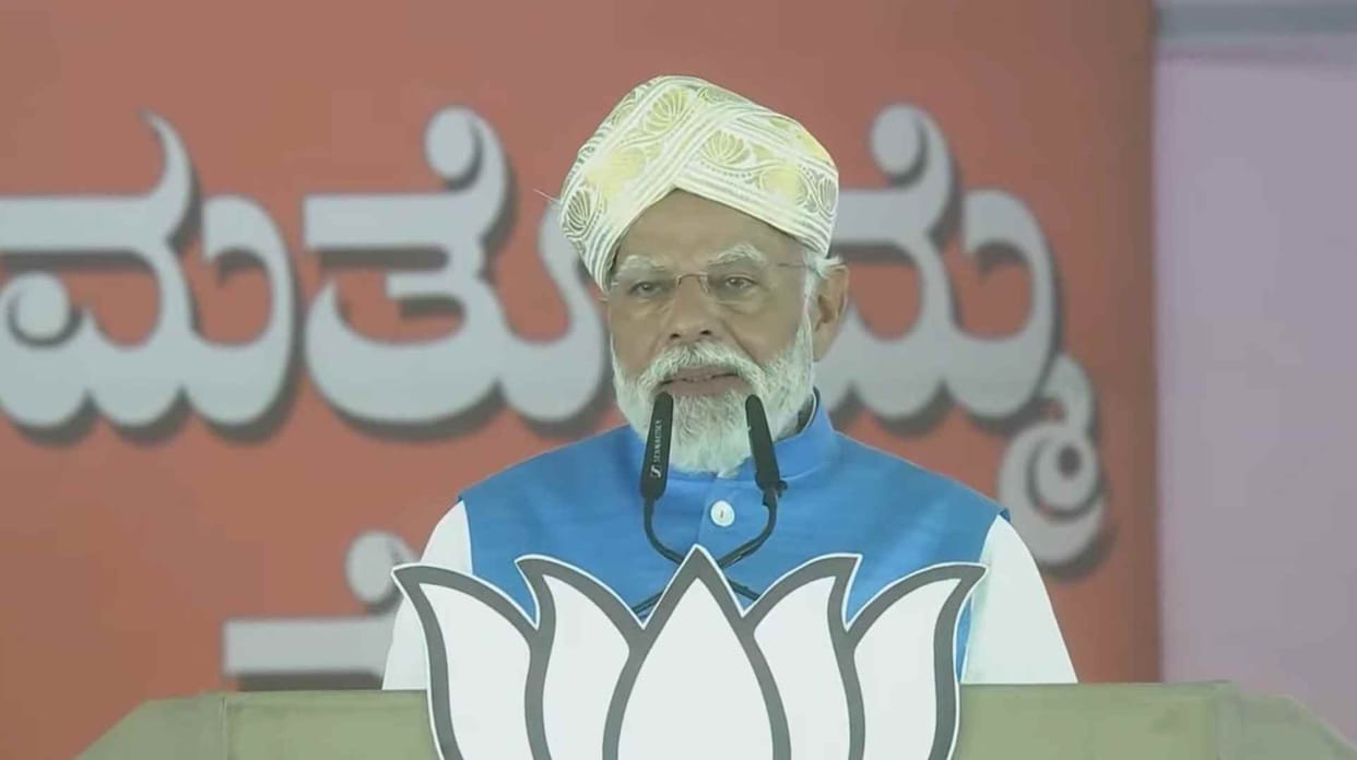 PM Narendra Modi addresses a public meeting in Gulbarga Karnataka
