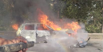Bihar News: Bike and car collide on AIIMS-Digha road in Patna; Both vehicles caught fire