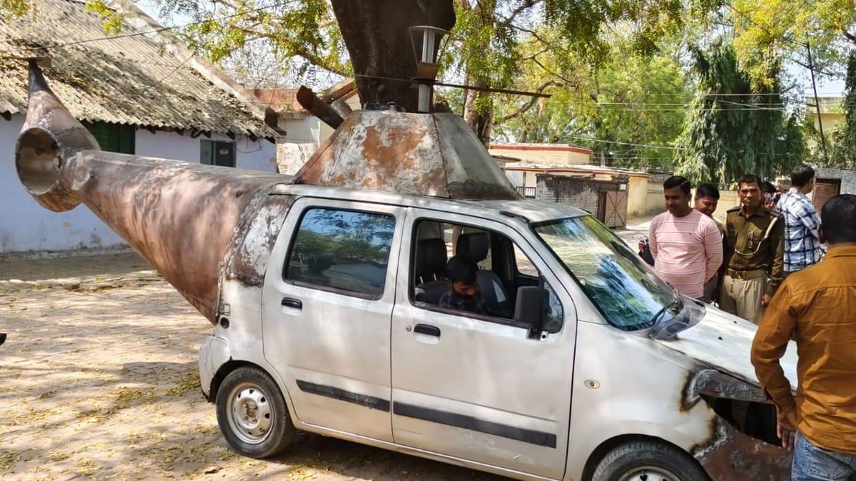 Traffic Police seized a car which was made as a Helicopter.