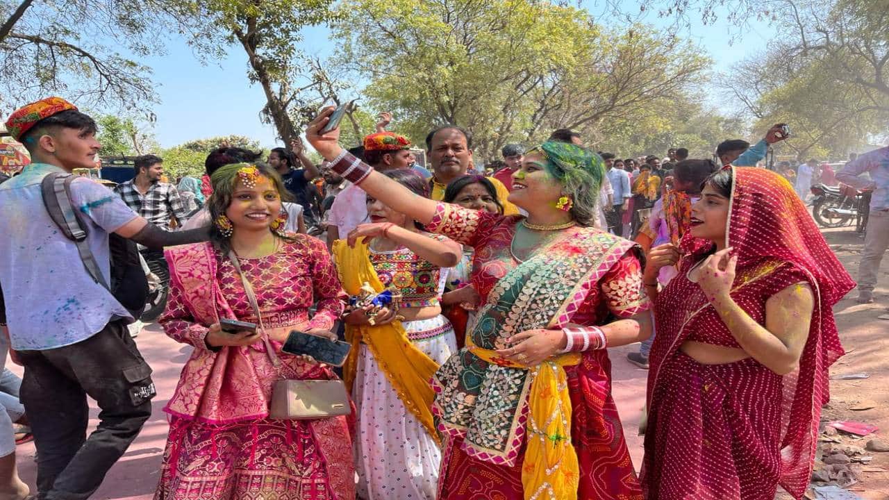World famous Lathmar Holi was played in Barsana the city of Radha Rani in Mathura