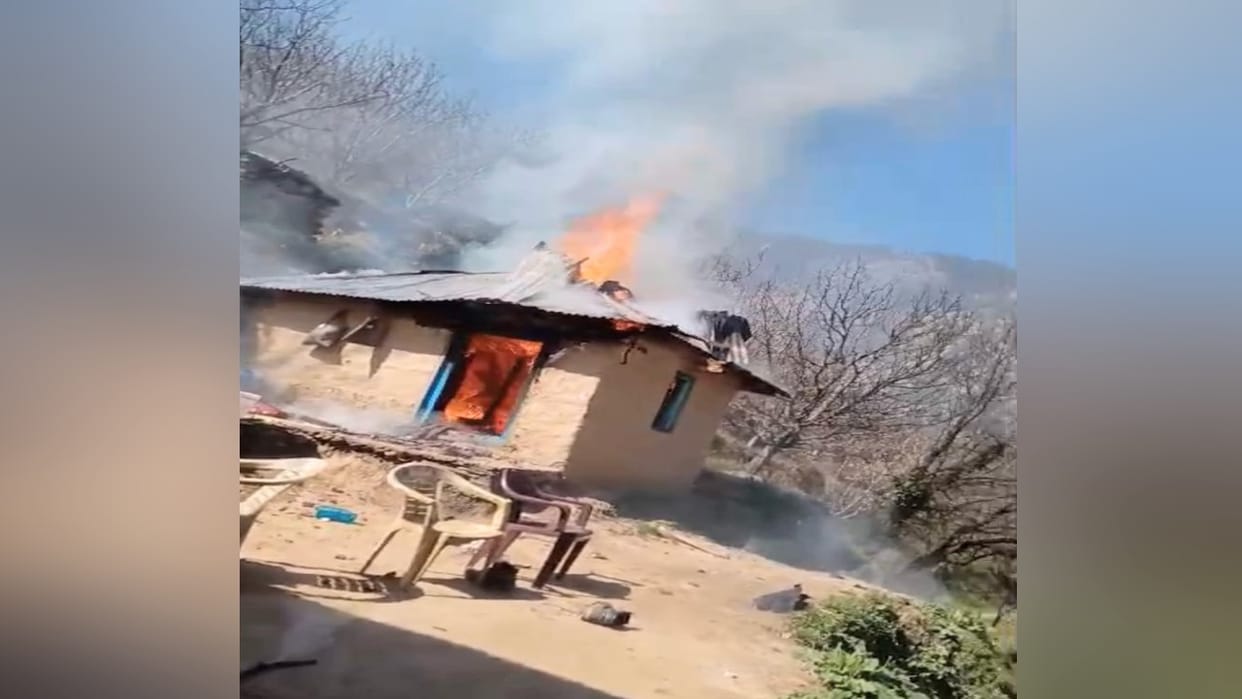 LPG cylinder kept in the kitchen burst in Ghatu village of Nithar, created panic.