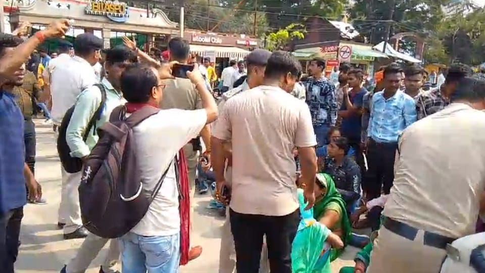 Angered by brutality against an innocent child in Bilaspur family members blocked road