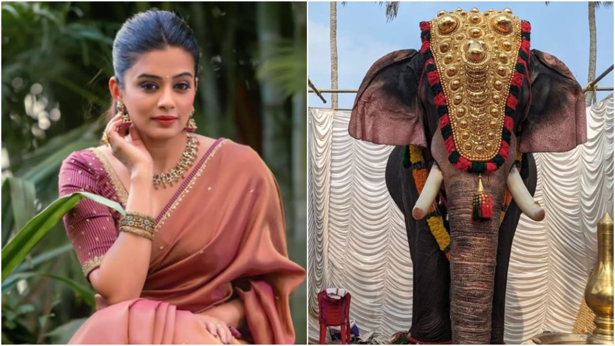 PETA and article 370 film star Priyamani donate mechanical elephant to Kerala temple