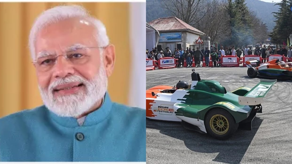 PM Modi reacts first ever Formula 4 car show Srinagar