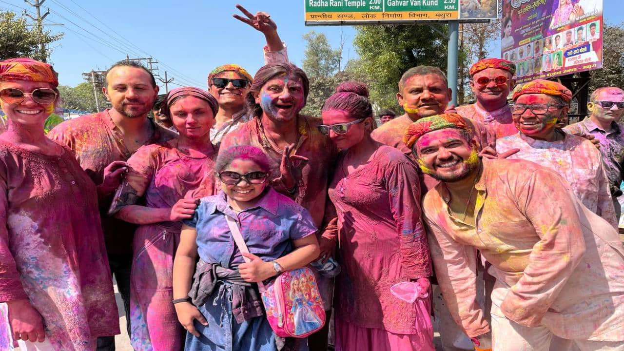 World famous Lathmar Holi was played in Barsana the city of Radha Rani in Mathura