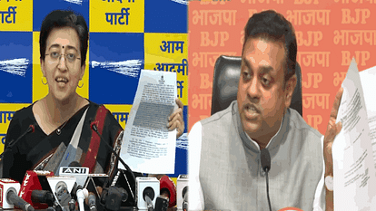 BJP spokesperson Sambit Patra Press conference on CM Kejriwal summons case with atishi