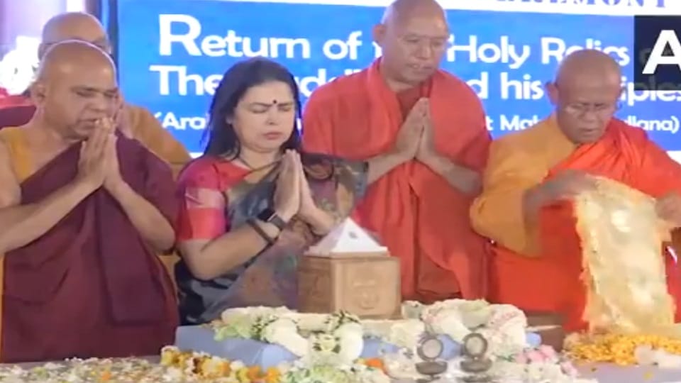Relics of Lord Buddha brought back from Thailand to India worshiped in Delhi