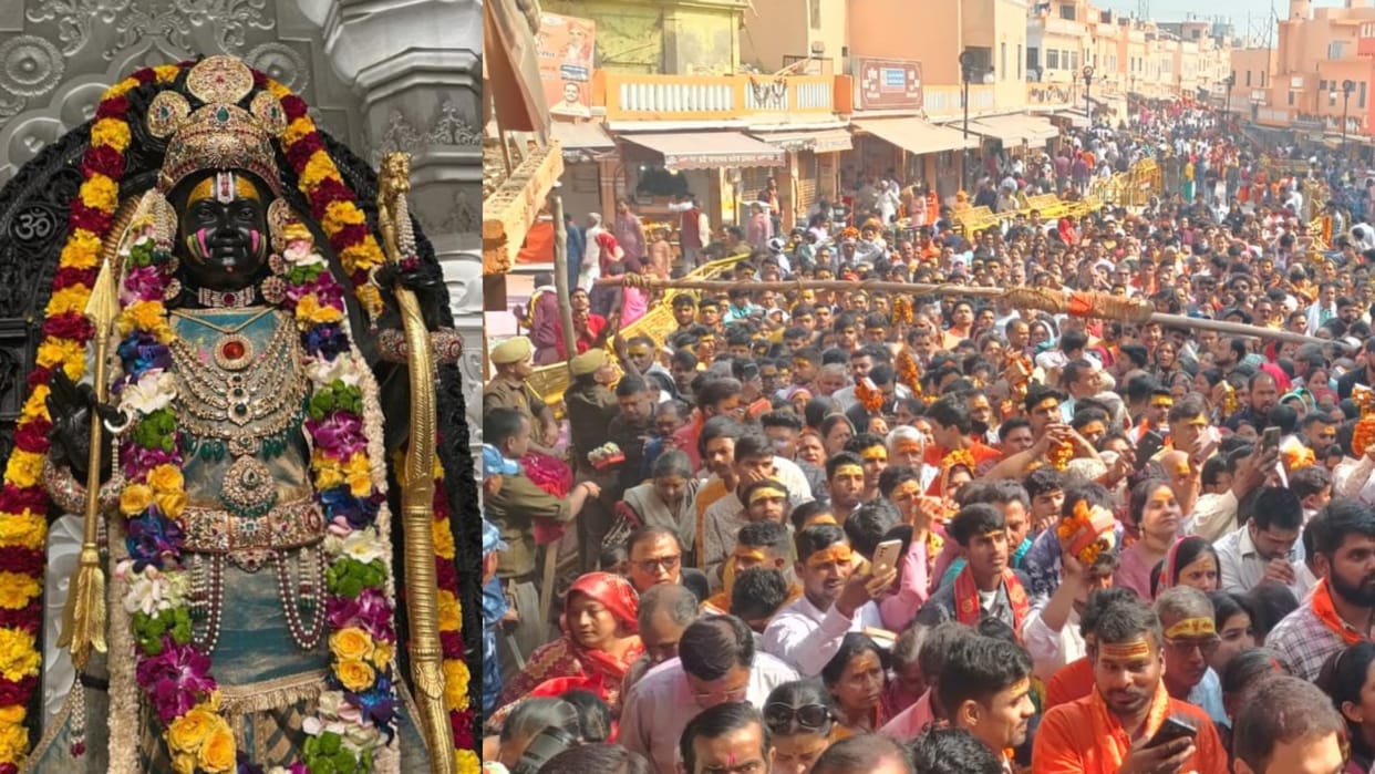 Saints play Holi with ramlala in Ayodhya.