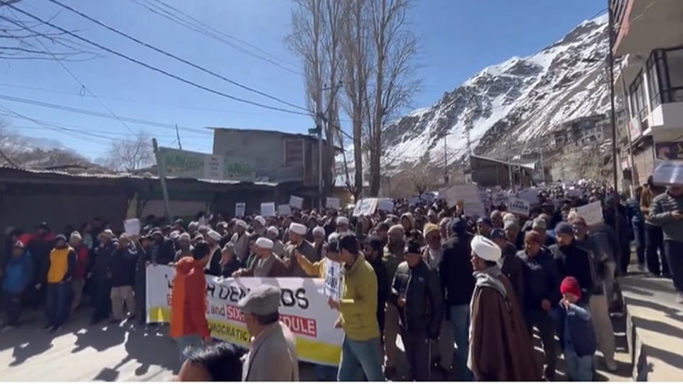 Ladakh: Kargil closed for half day KDA took out rally Sonam Wangchuk hunger strike continue