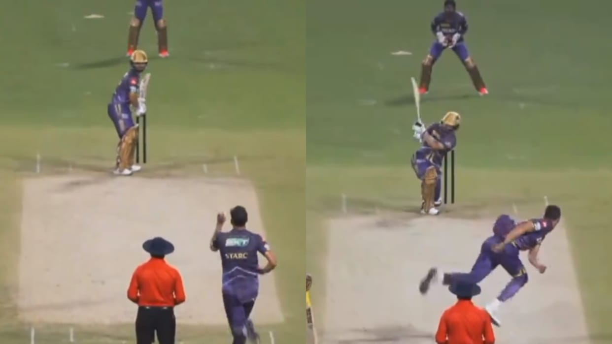ipl 2024 rinku singh hit six against kkr star bowler mitchell starc video goes viral