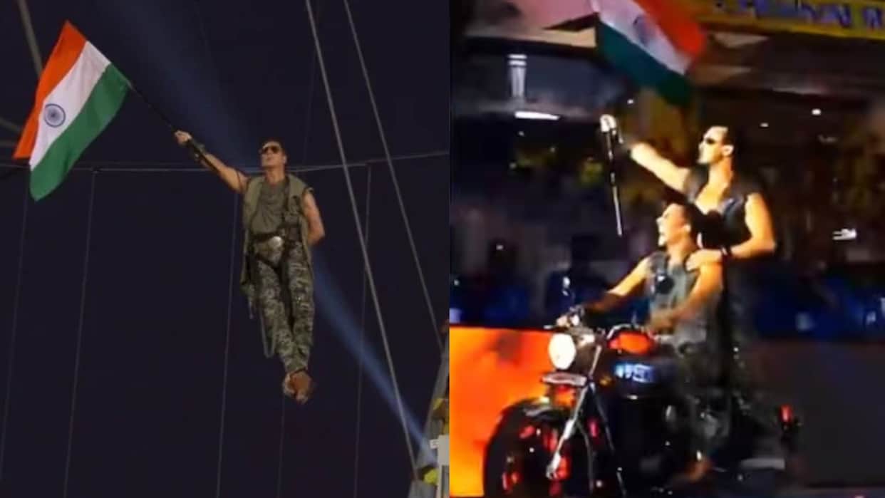 Bade Miyan Chote Miyan Stars akshay kumar tiger shroff performance at opening ceremony of IPL 2024 sonu nigam