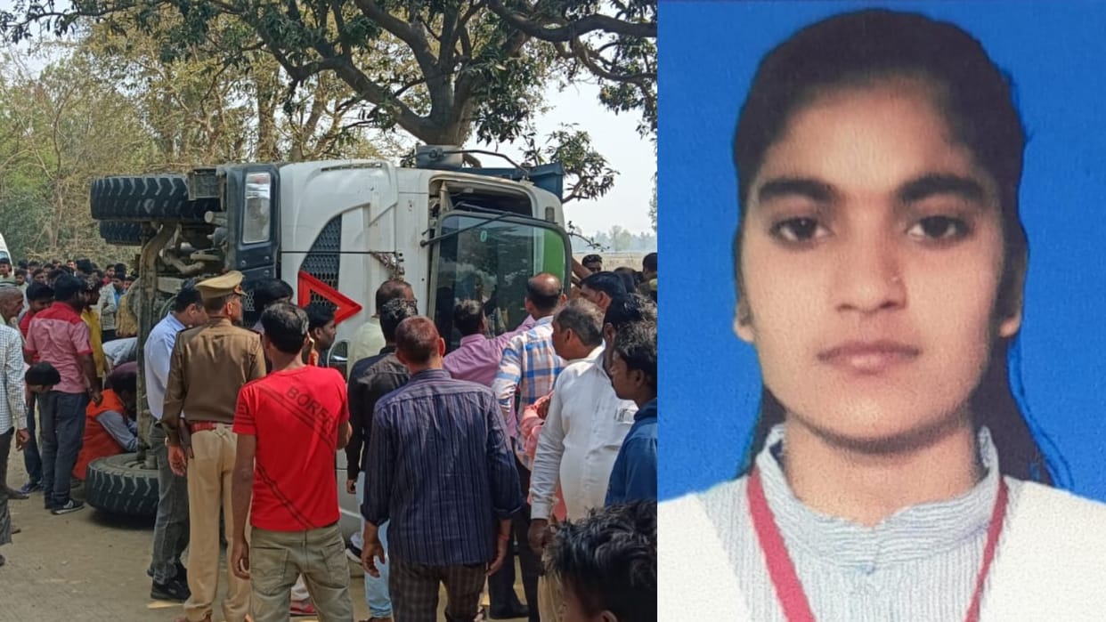 A student died when a dumper falls on her in Barabanki.