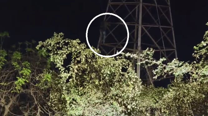 Wife refused to go to in-laws' house, husband climbed the tower, police explained and brought him down