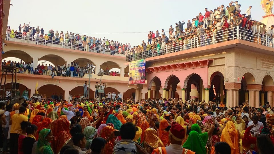 Crowds gathered to see the dance of King Dauji of Braj Maharasas dance These pictures