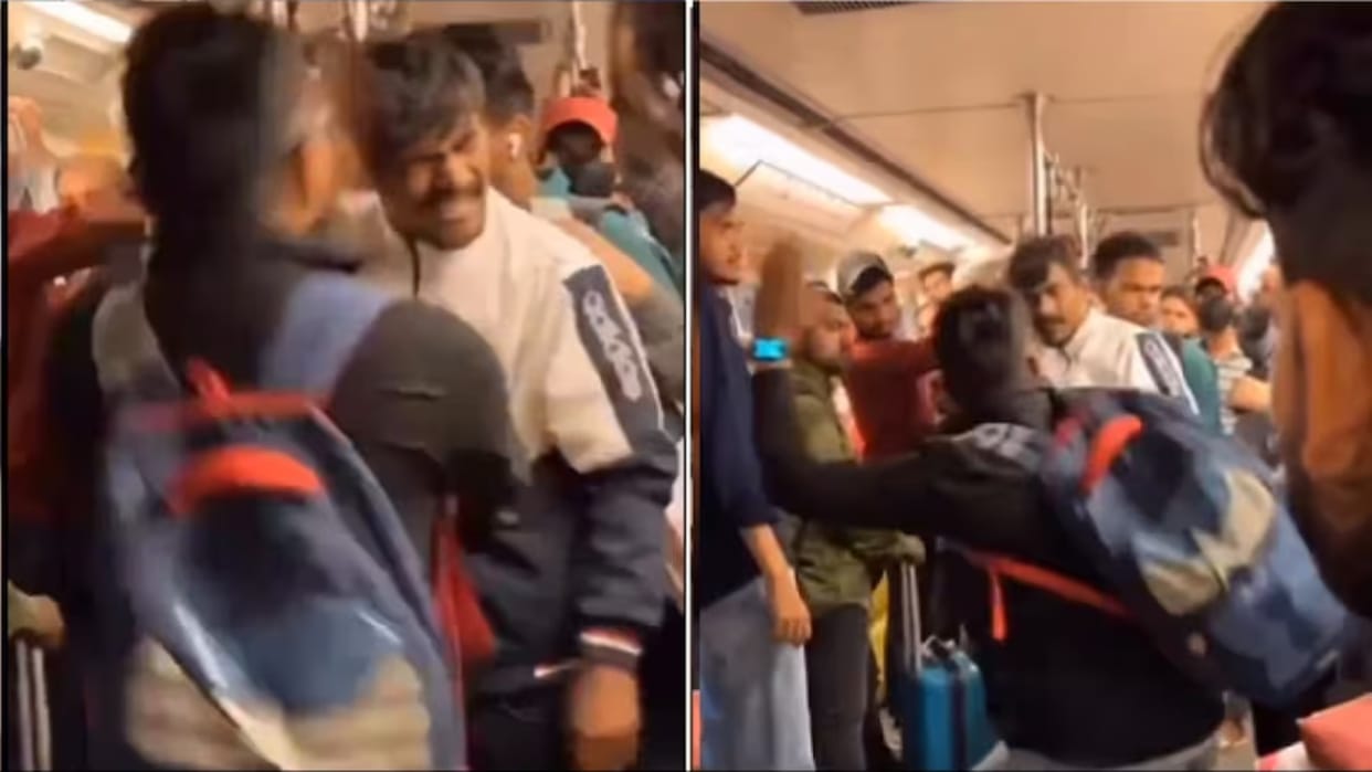 Viral Video: delhi metro man slapped theft 10 times while caught stealing video viral