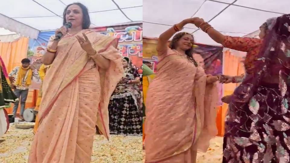 Mathura Holi 2024 MP Hema Malini Played Holi and Danced With Dancing Artists